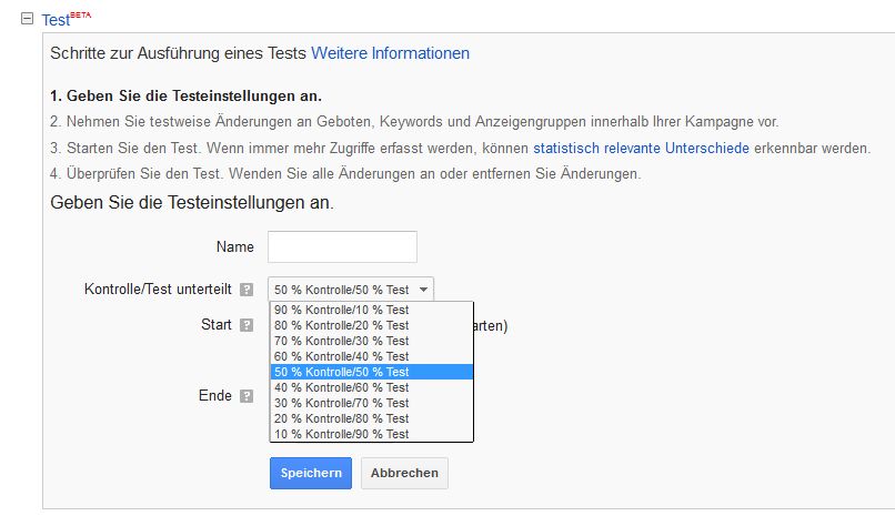ACE-Test-Tool unter erweiterte Einstellungen