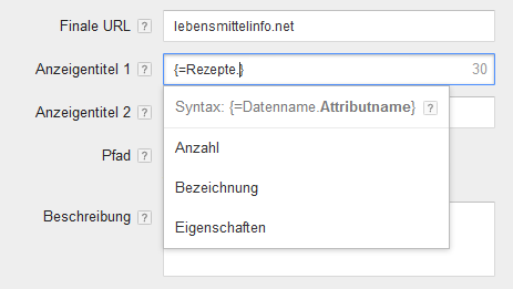 Anzeigenanpassungsdaten - Attribute