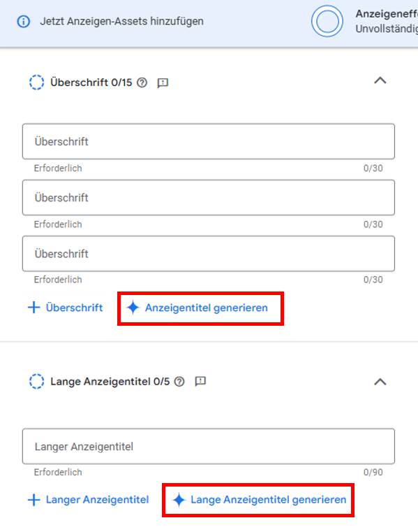 PMax - Anzeigentitel generieren