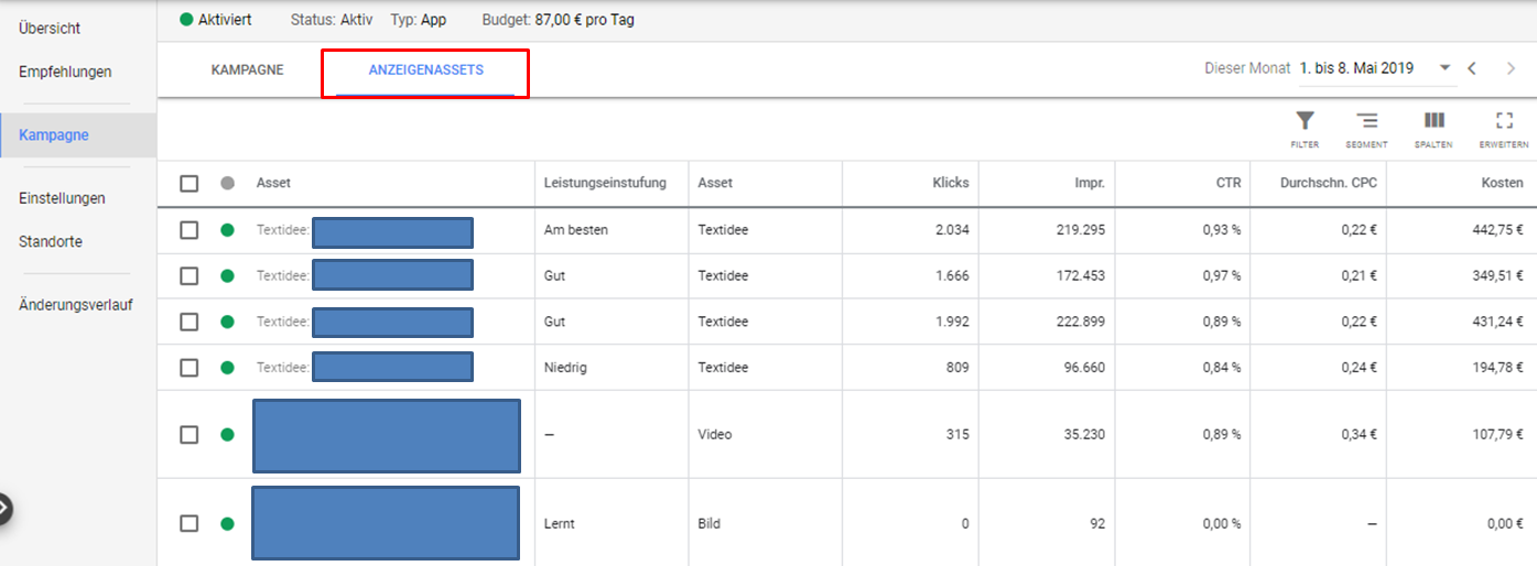 App-Bewerbung mit Google Ads - Anzeigenassets
