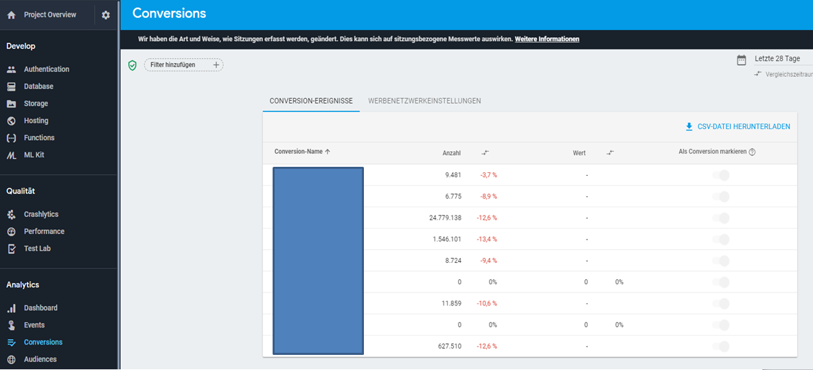 App-Bewerbung - Firebase Analytics
