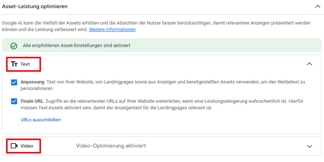 PMax - Asset Leistungen optimieren