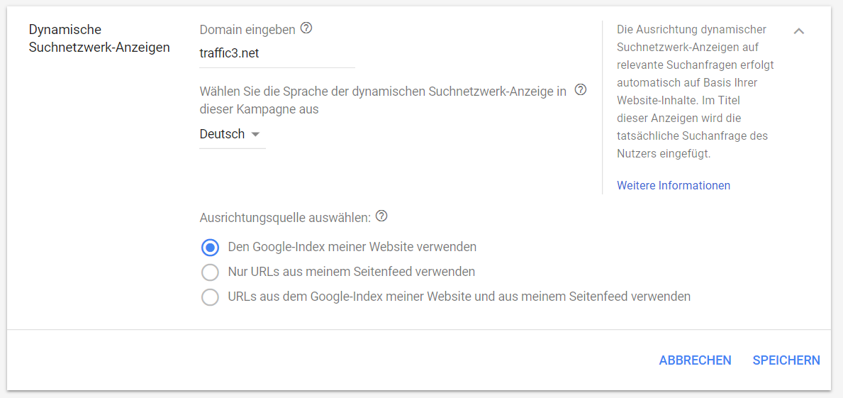 DSA-Kampagne - Einstellungen