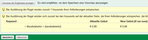 Automatisierte Regeln - Vorschau