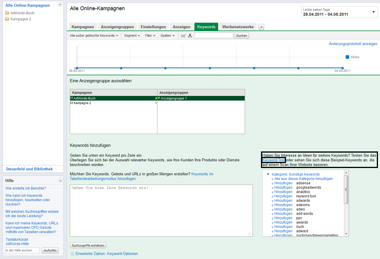 Wege zum Keyword-Tool - Weg 2