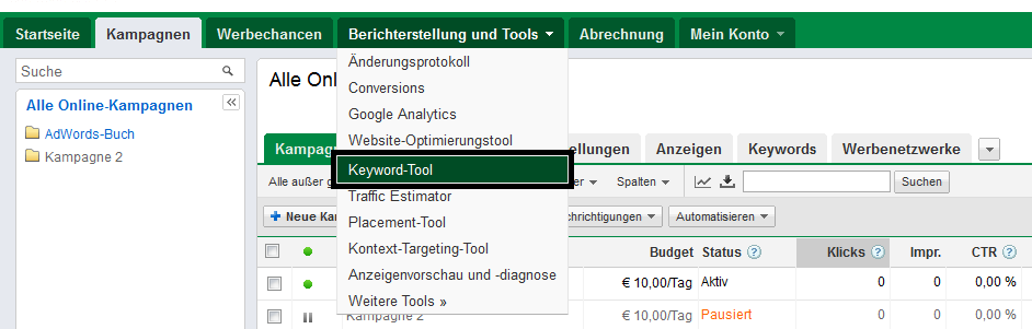 Wege zum Keyword-Too - Weg 3