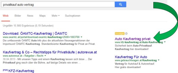 passende Anzeigenauslieferung AdWords