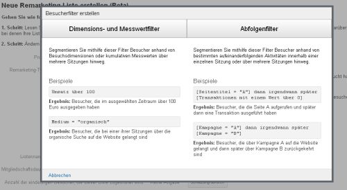 Google Analytics: Remarketing-Segmente erstellen