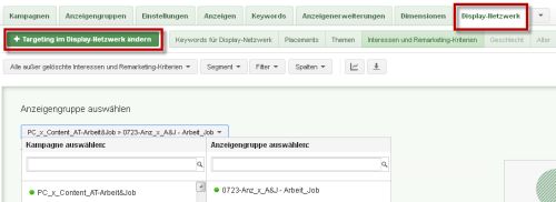 Remarketing-Kampagne: Anzeigengruppe wählen