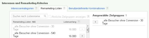 Remarketing-Kampagne: Zielgruppe festlegen
