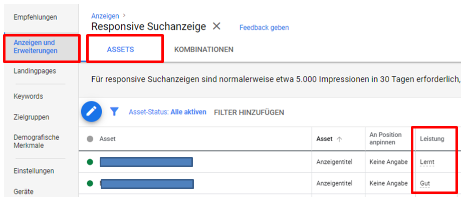 Responsive Suchanzeigen RSA