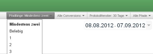 Search Funnel - Pfadlänge einstellen