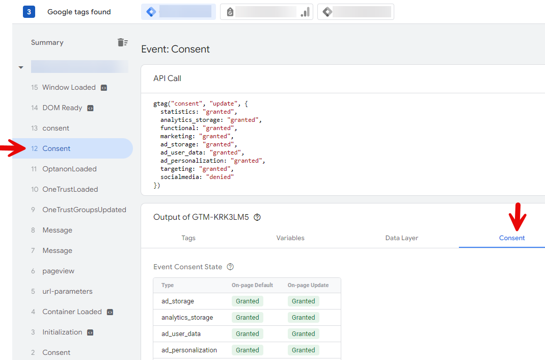 Consent Mode v2 mit dem Tag Manager Preview Tool prüfen
