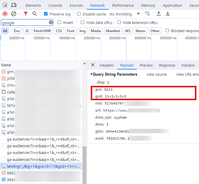 Consent Mode v2 über das Netzwerkprotokoll prüfen