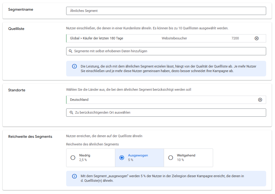 Zielgruppe „Ähnliches Segment“