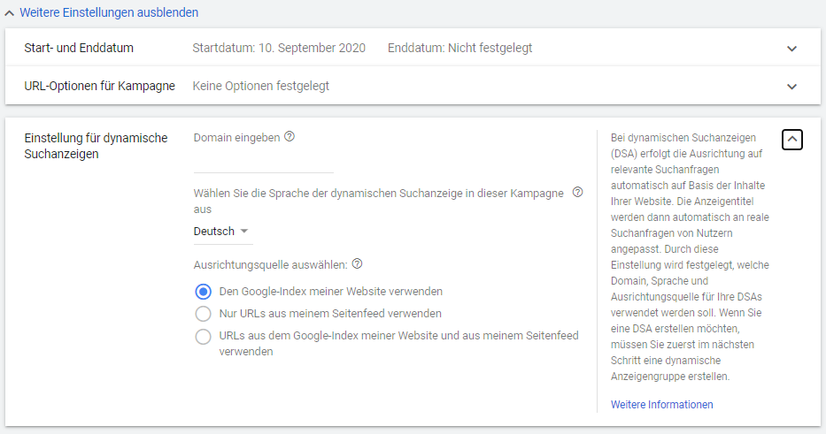 DSA - Dynamische Suchanzeigen