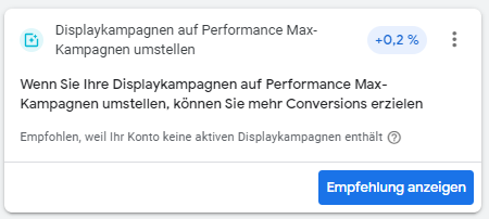 Displaykampagnen auf Performance Max-Kampagnen umstellen