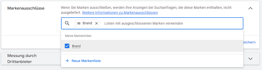 Google Ads PMax Markenausschlüsse