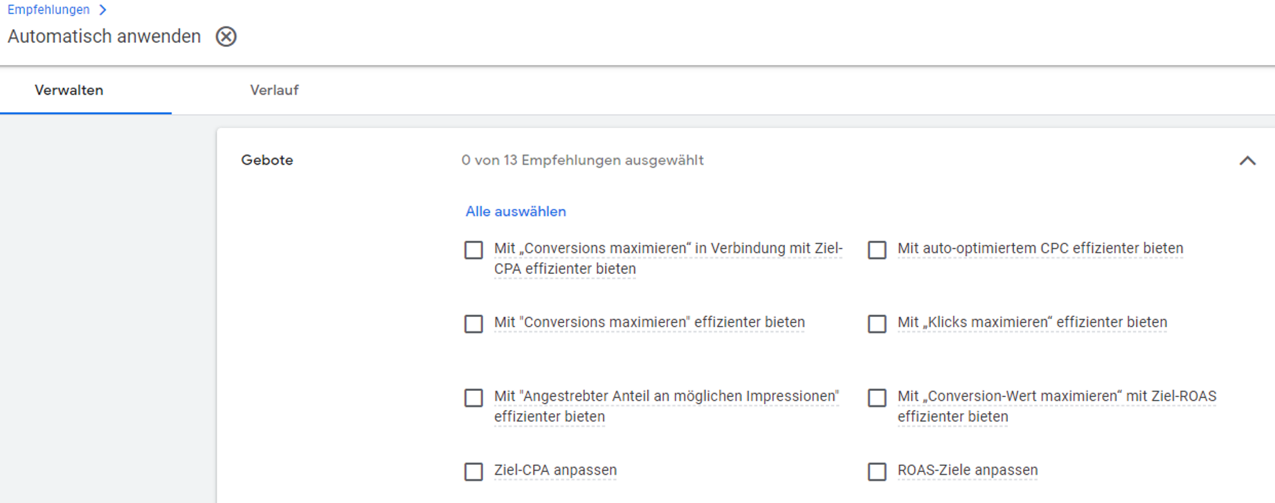 Google Ads - AAR-Tool Verwalten