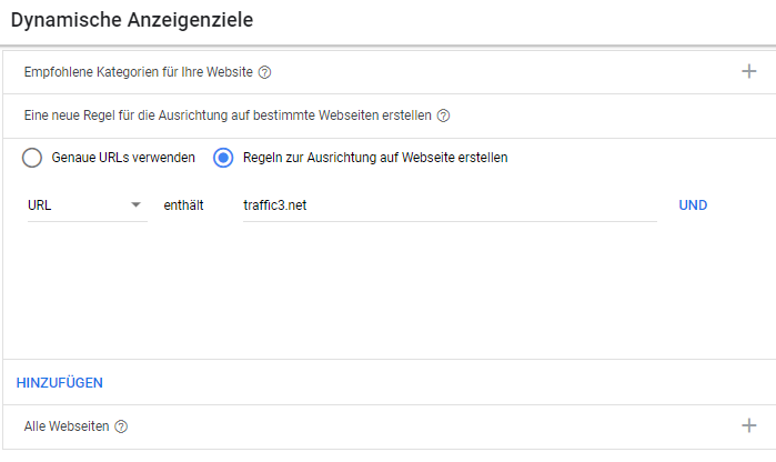 Dynamische Suchanzeigen DSA