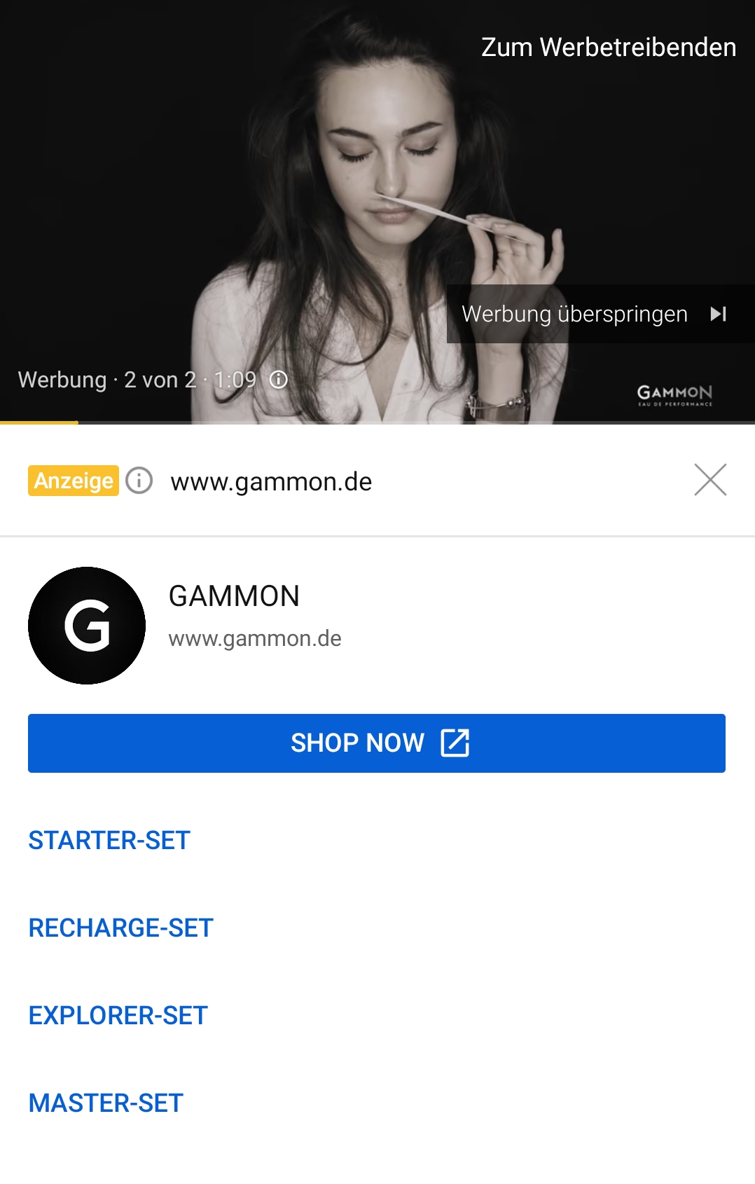 Videokampagnen - TrueView for Action mit Sitelinks