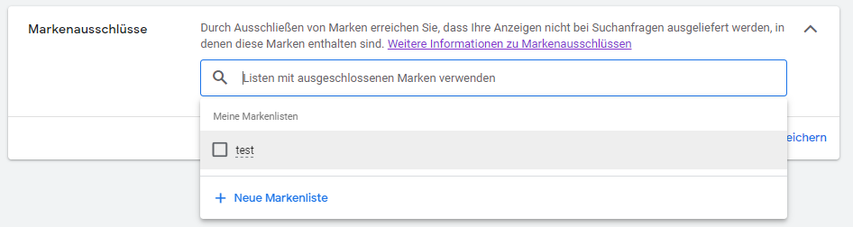 Performance Max - Markenausschlüsse