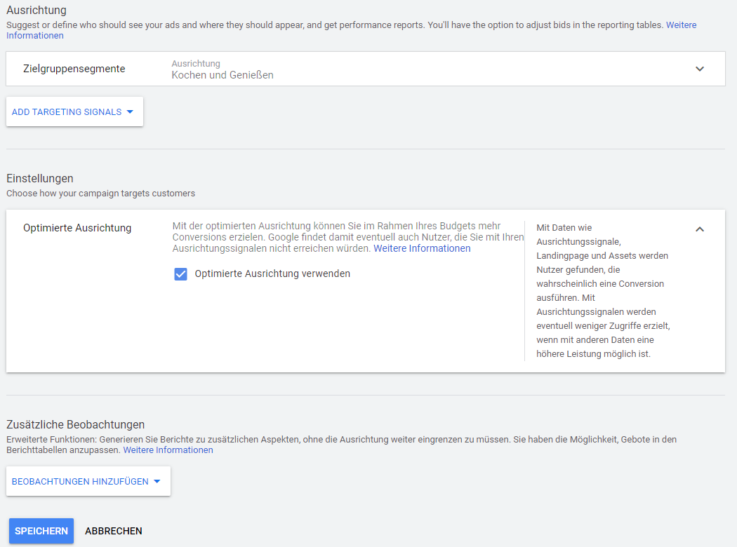 Display-Netzwerk - Zielgruppensegmente bearbeiten